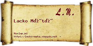 Lacko Máté névjegykártya